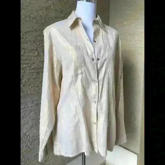 Vintage Metallic Oversized Boho Shirt - Picture 1 of 4